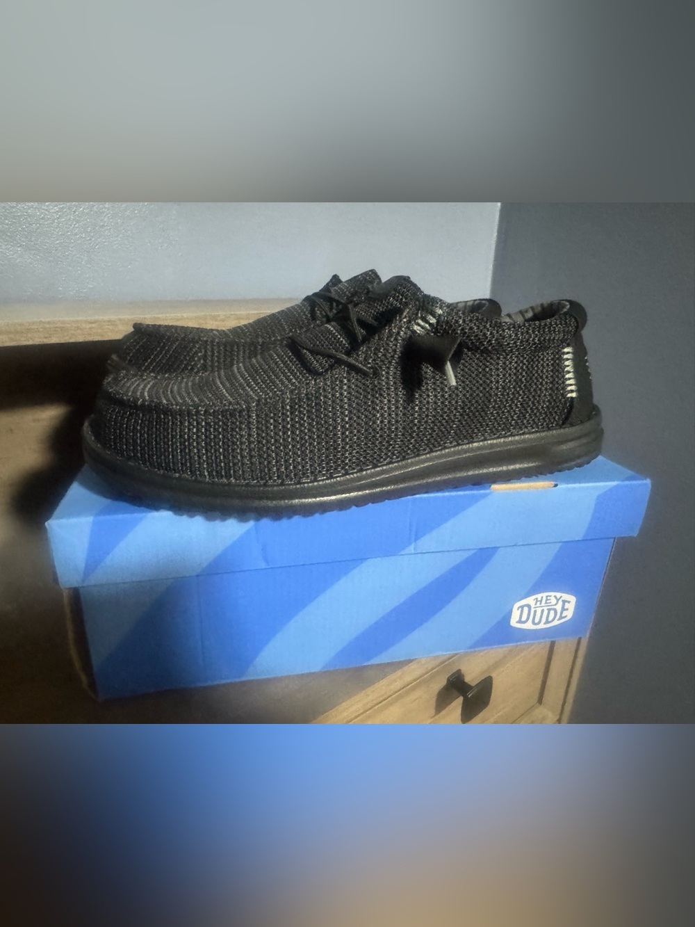 Hey Dude Men's Black Knit Slip-On Casual Sneakers